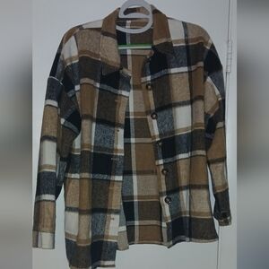 Plaid Button-Up Jacket Womens Size M